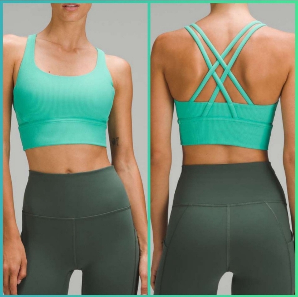 Lululemon Energy Ribbed Longline Bra B–D Cups Paradise Green size 14 NWT 💚